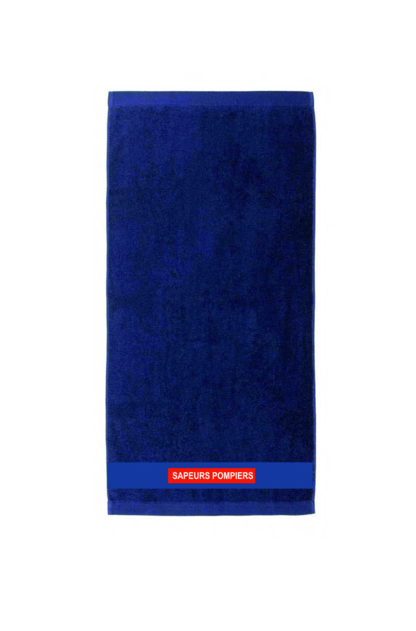 Serviette de bain marine brodé sapeurs pompiers