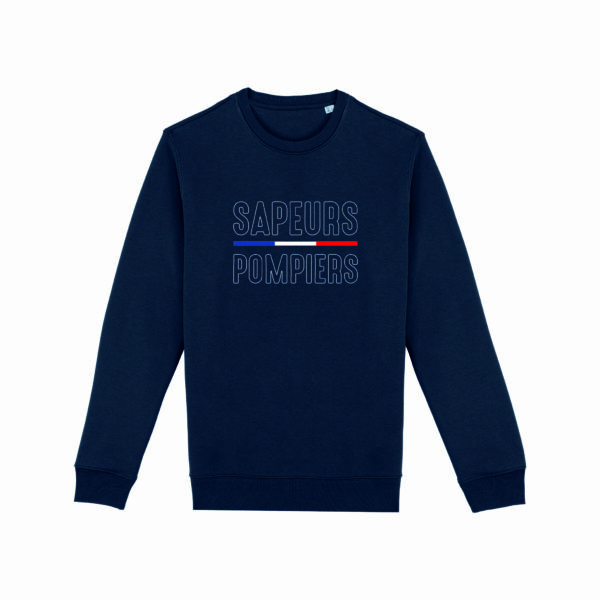 Sweat marine avec broderie sapeurs-pompiers + drapeau bbr