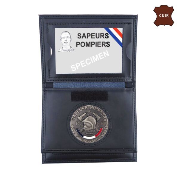 Porte cartes en cuir sapeurs-pompiers 3 volets